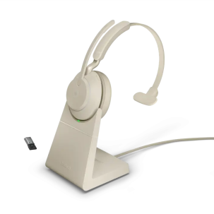 Jabra Evolve2 65 Mono Bej Usb Ms Şarj Standlı Kablosuz Kulak Üstü Kulaklık